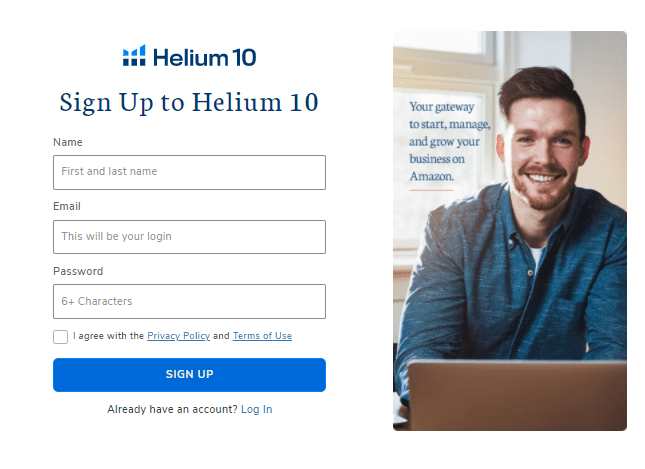 Sign up for a Helium 10 Account